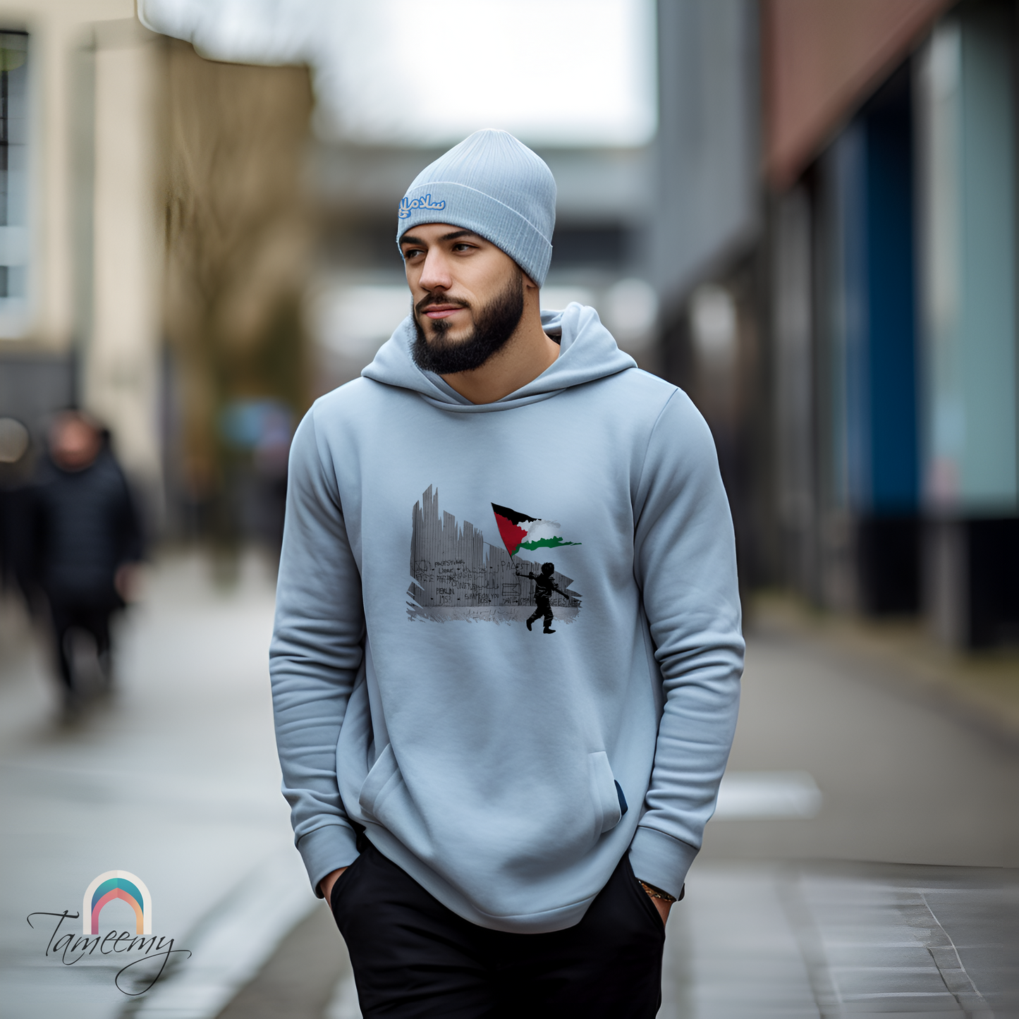 Salaam! | Ribbed Knit Beanie with Embroidered Emblem Teal