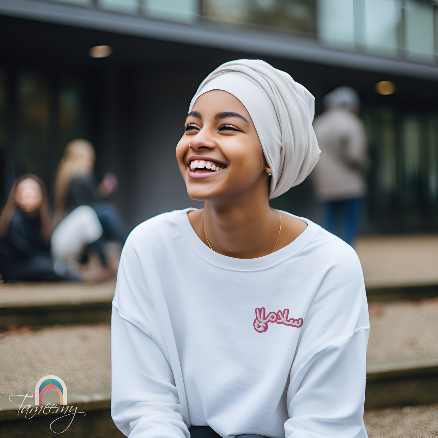 Salaam! | Premium Sweatshirt with Embroidered Emblem Pink