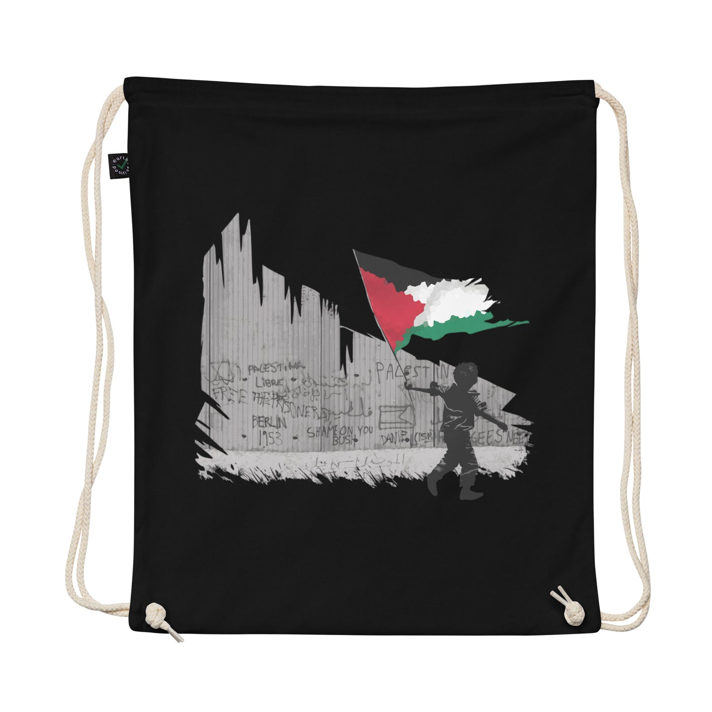 Freedom Knows No Walls | Organic Cotton Drawstring Bag