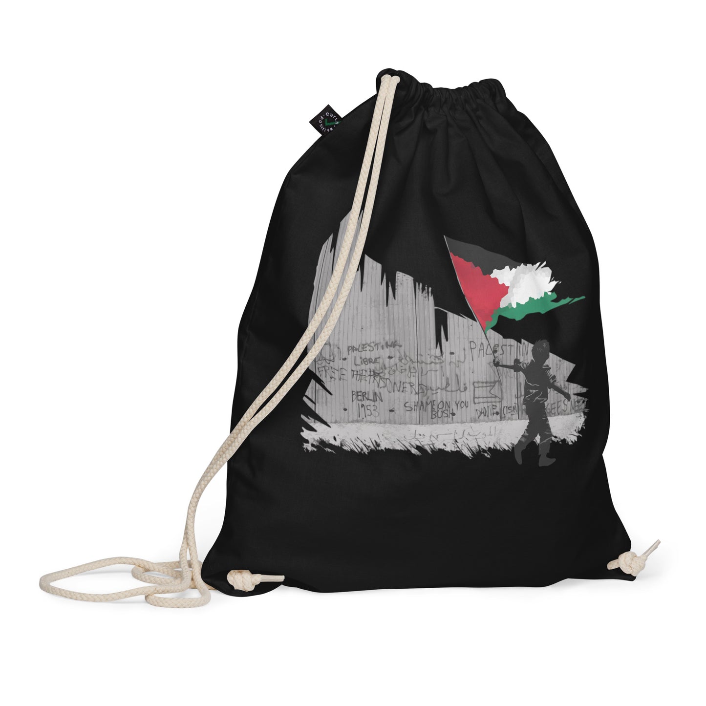 Freedom Knows No Walls | Organic Cotton Drawstring Bag