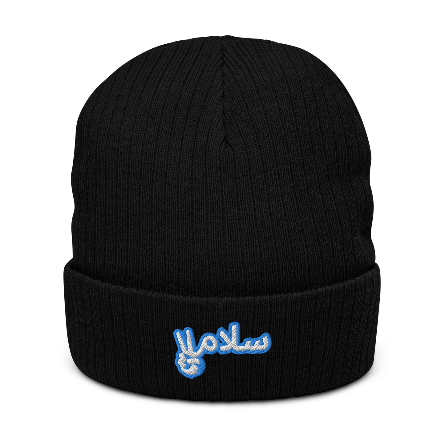 Salaam! | Ribbed Knit Beanie with Embroidered Emblem Teal