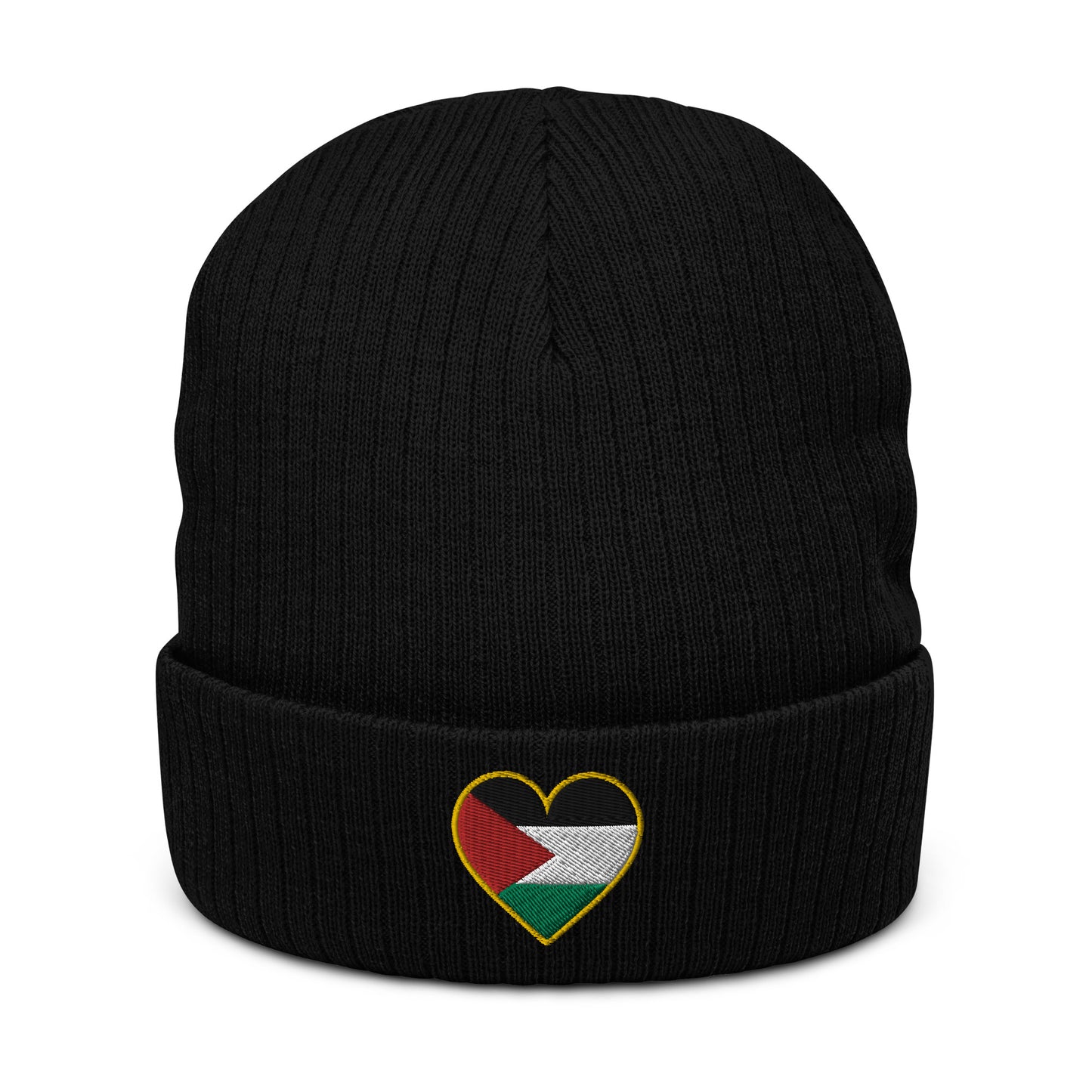 Love Palestine | Embroidered Ribbed Knit Beanie