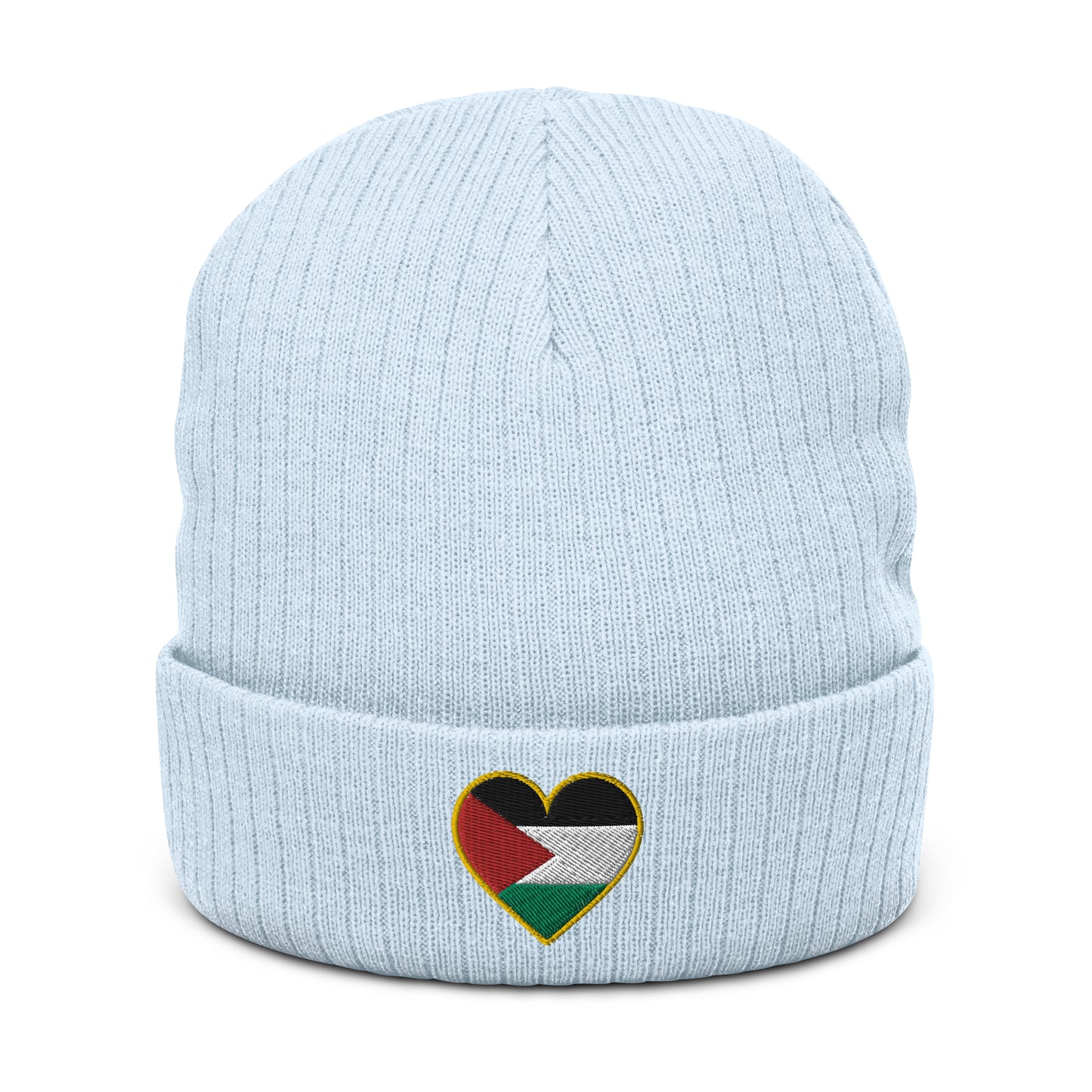 Love Palestine | Embroidered Ribbed Knit Beanie