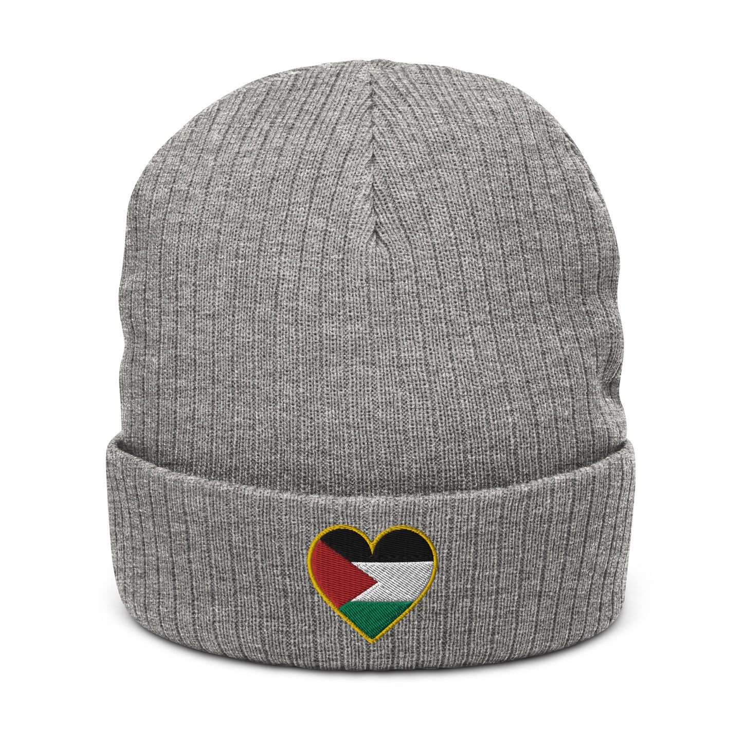 Love Palestine | Embroidered Ribbed Knit Beanie
