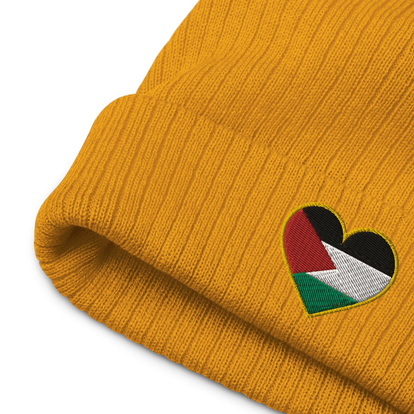 Love Palestine | Embroidered Ribbed Knit Beanie