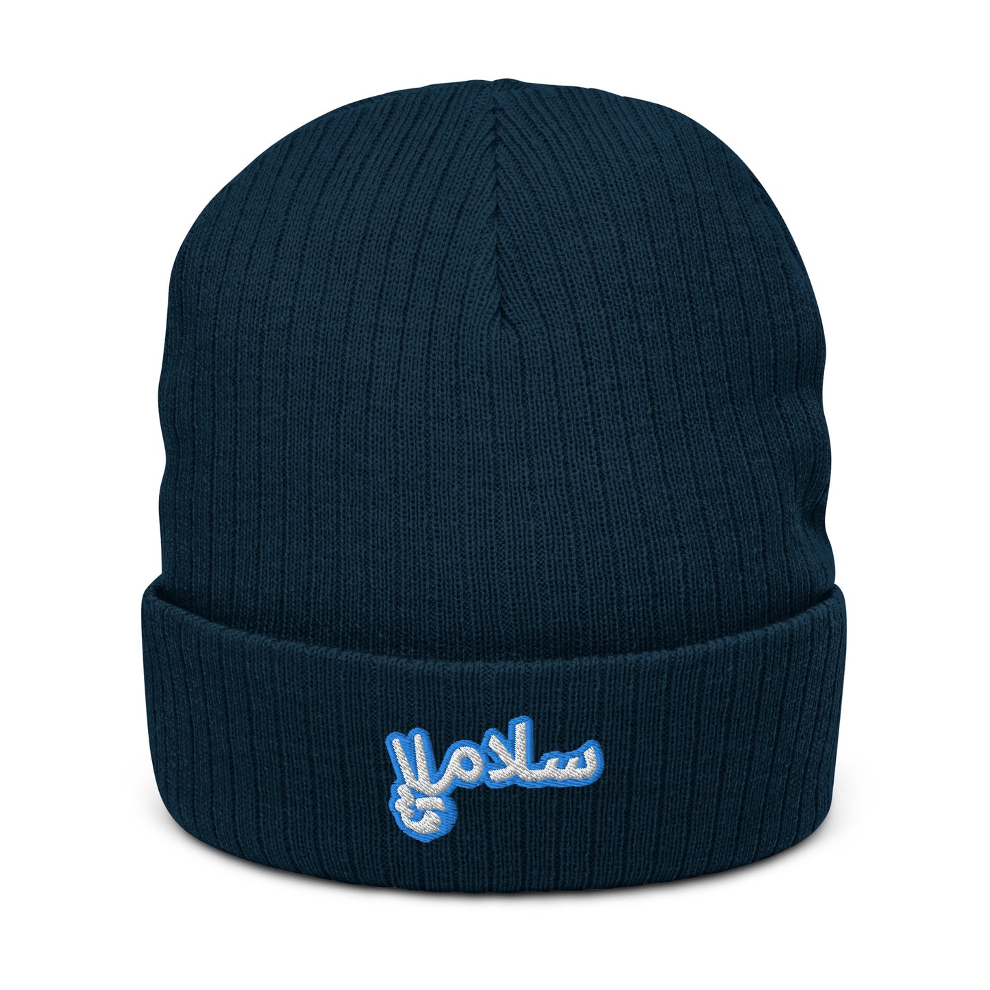 Salaam! | Ribbed Knit Beanie with Embroidered Emblem Teal