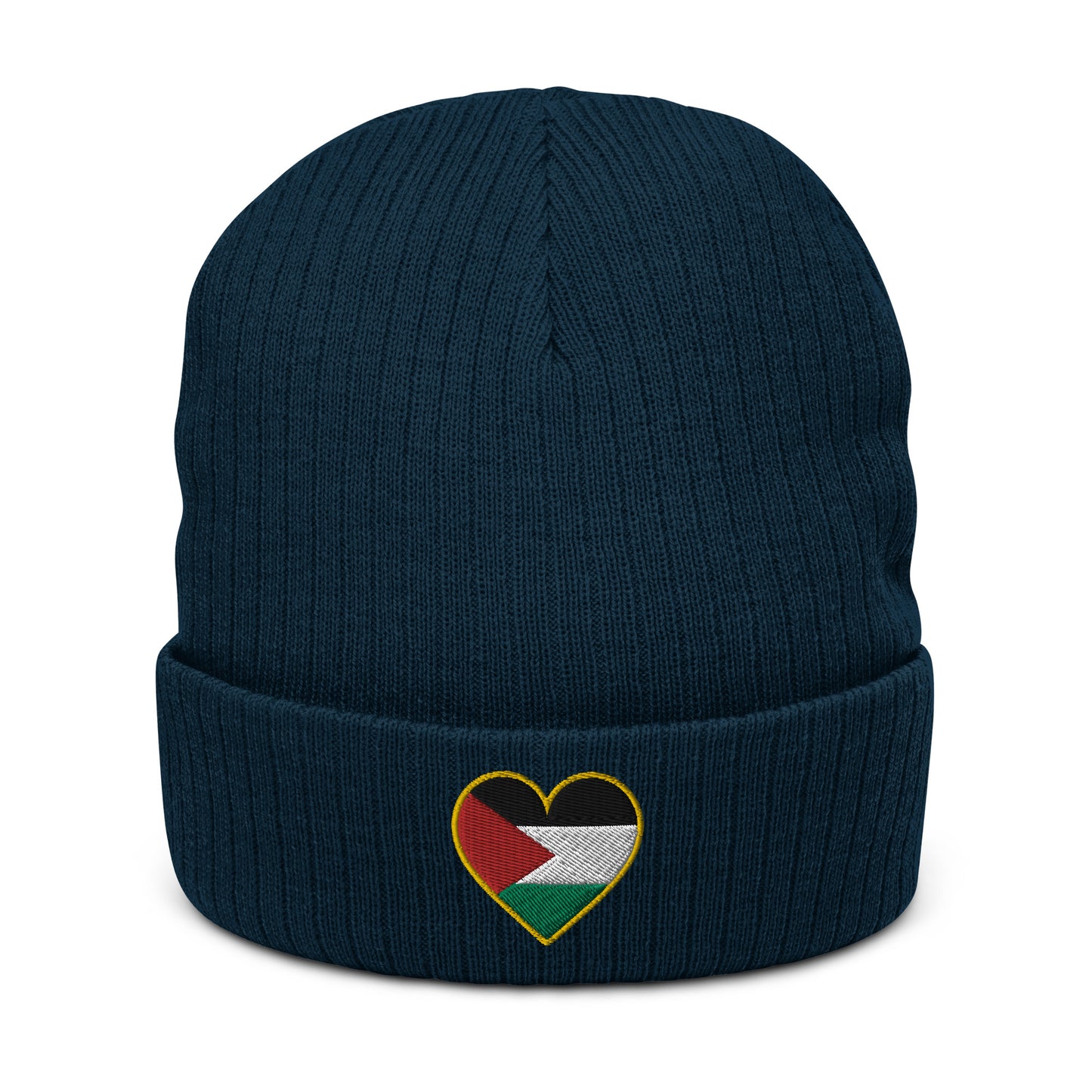 Love Palestine | Embroidered Ribbed Knit Beanie