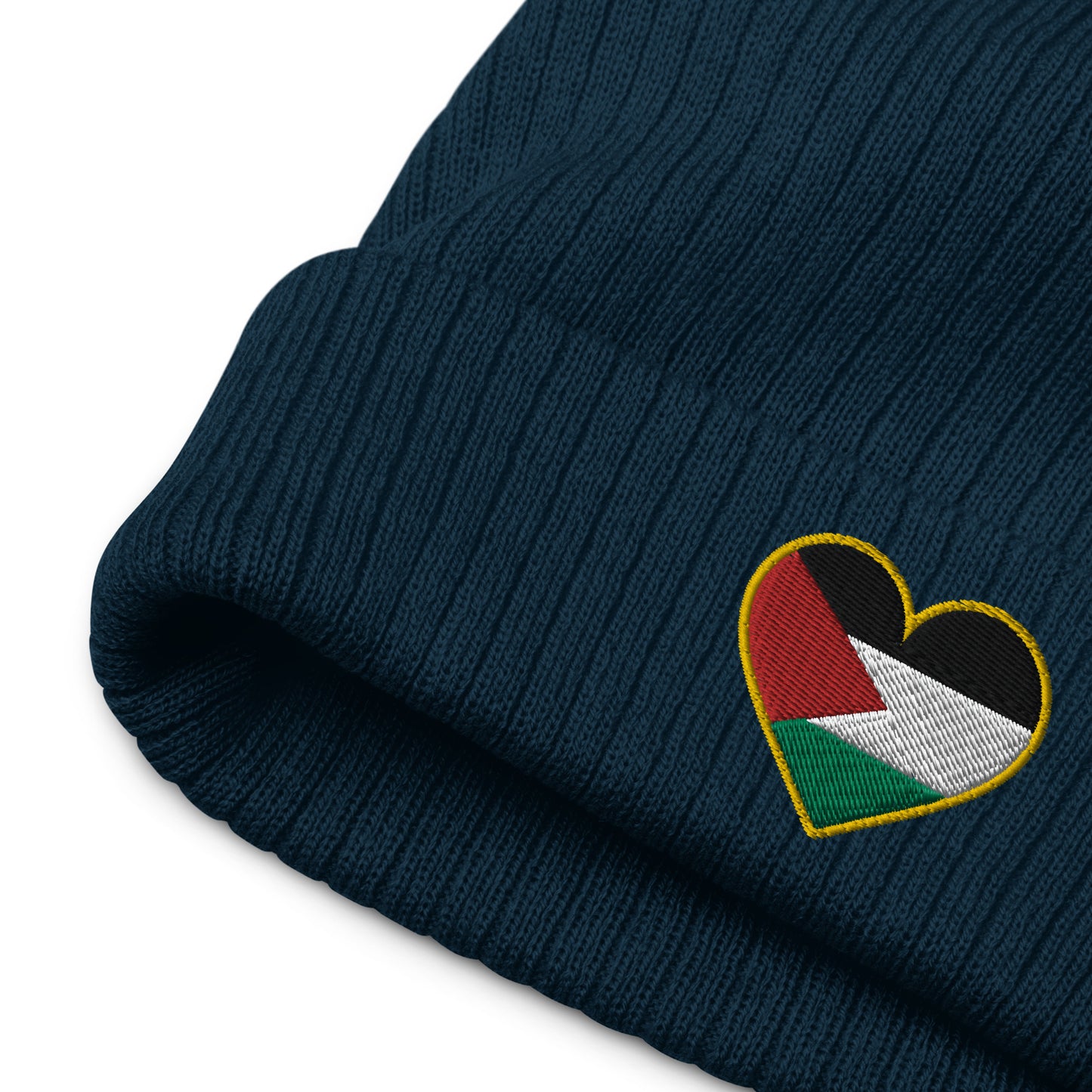 Love Palestine | Embroidered Ribbed Knit Beanie