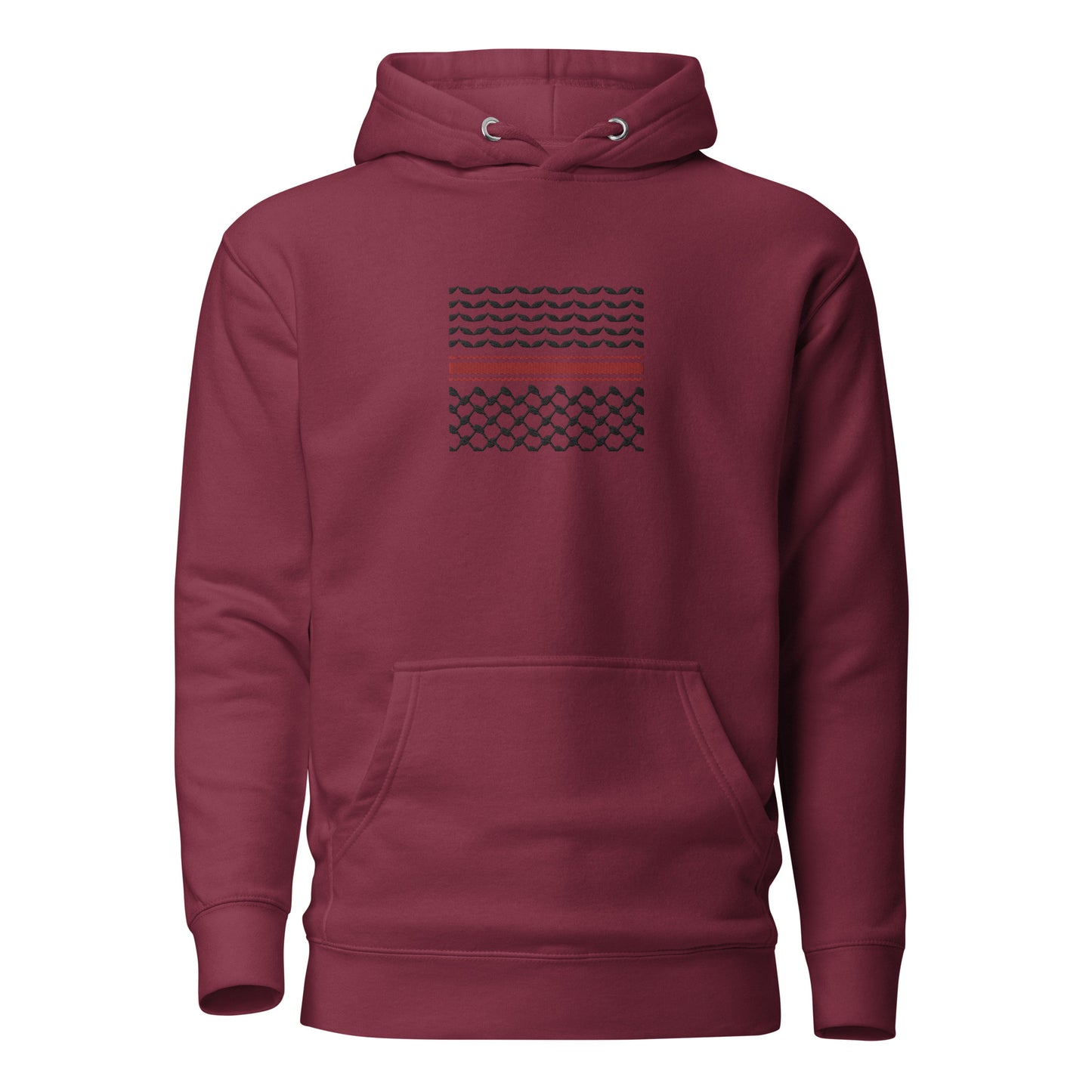 Kufiyah Black and Red | Premium Embroidered Hoodie