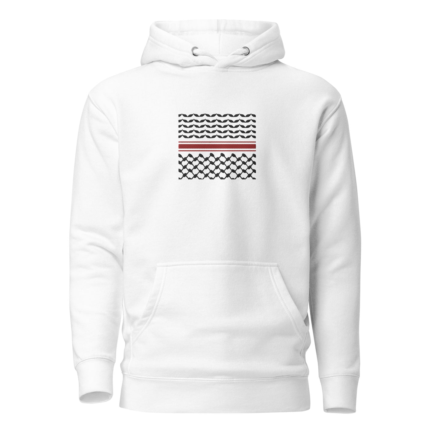 Kufiyah Black and Red | Premium Embroidered Hoodie