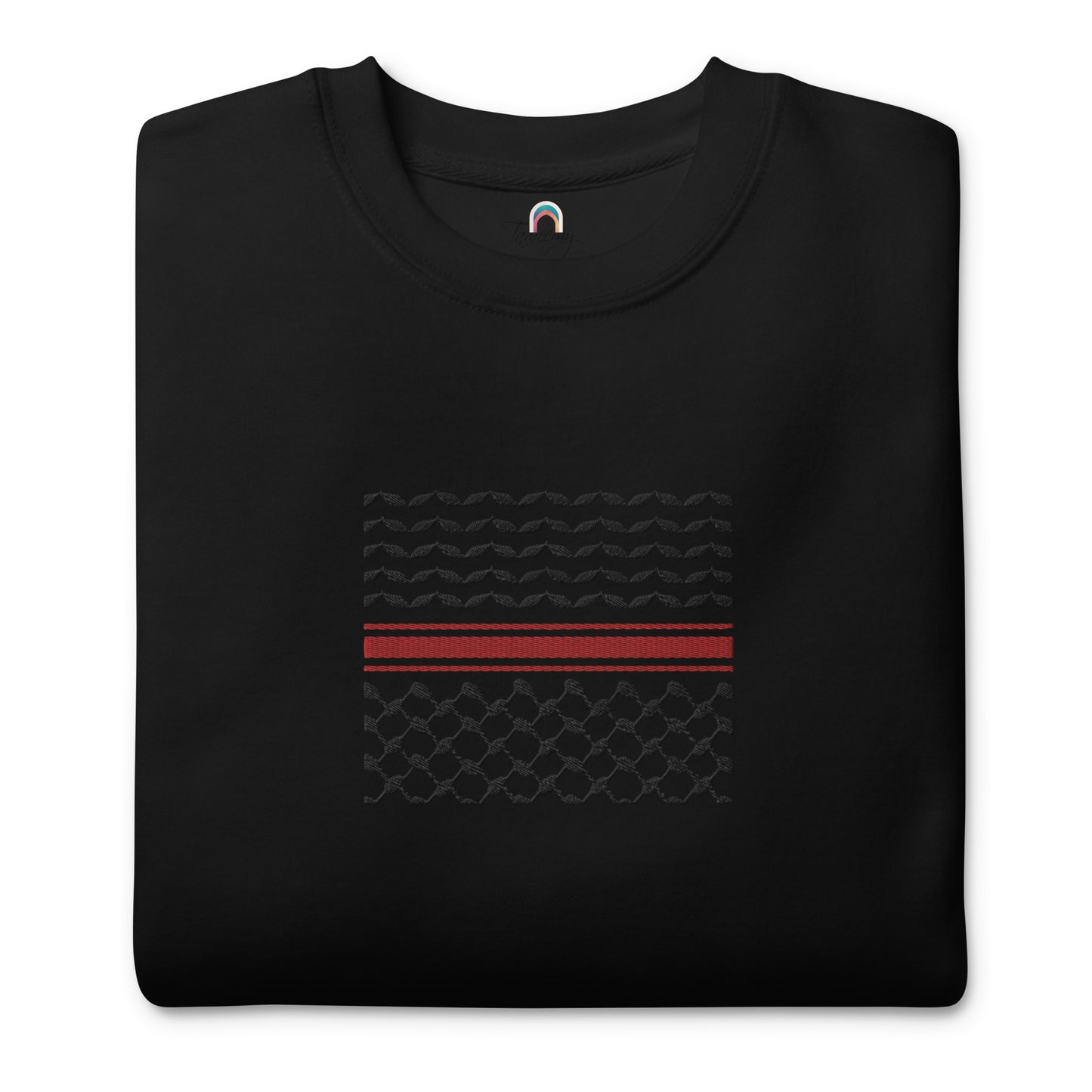 Kufiyah Black & Red | Premium Embroidered Sweatshirt