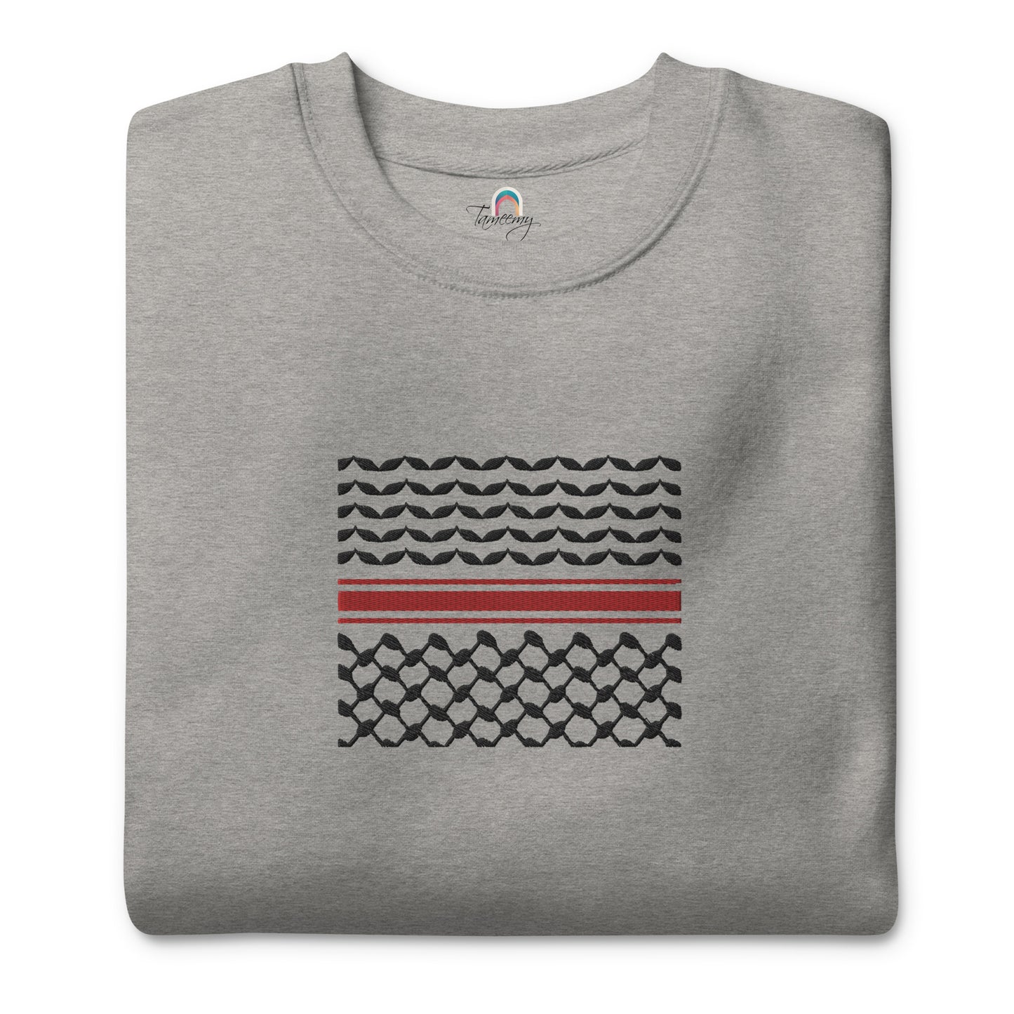 Kufiyah Black & Red | Premium Embroidered Sweatshirt