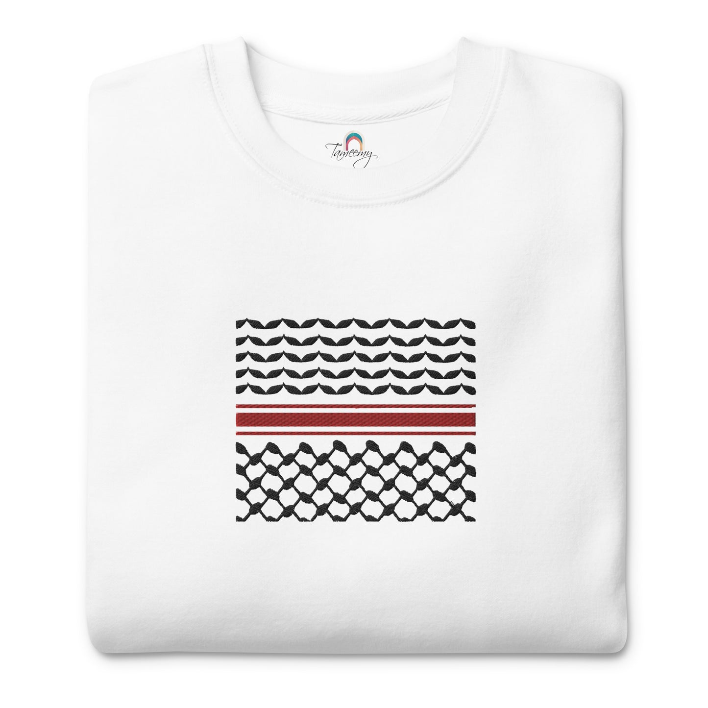 Kufiyah Black & Red | Premium Embroidered Sweatshirt