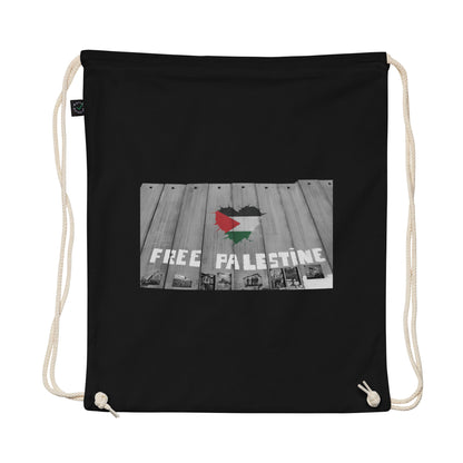 Free Palestine Wall | Black Drawstring Bag