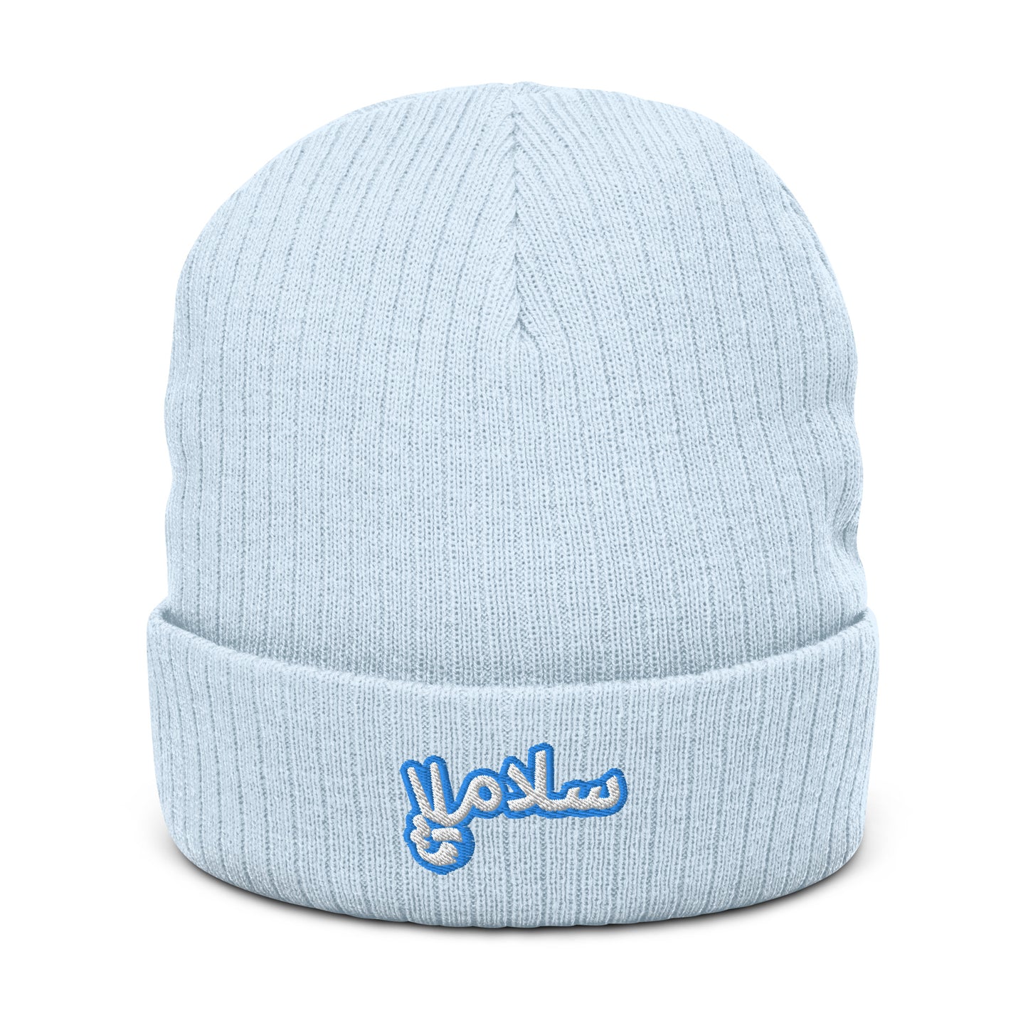 Salaam! | Ribbed Knit Beanie with Embroidered Emblem Teal
