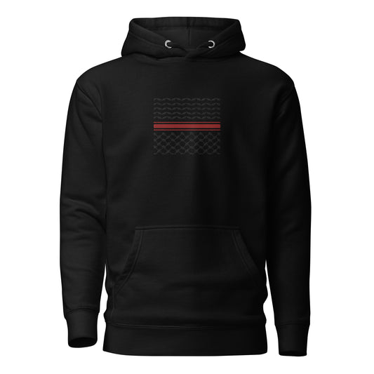 Kufiyah Black and Red | Premium Embroidered Hoodie